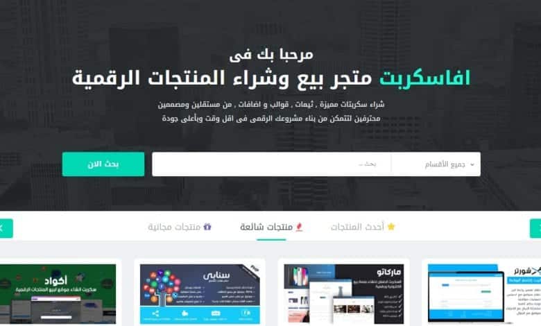 افاسكربت متجر بيع وشراء المنتجات الرقمية